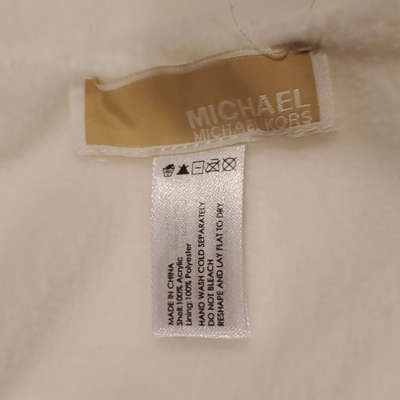 Michael Kors Fleece Lined Cable Knit Beanie Hat - Ivory Cream New - Picture 5 of 7
